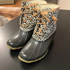 Sperry Leopard Print Duck Boots